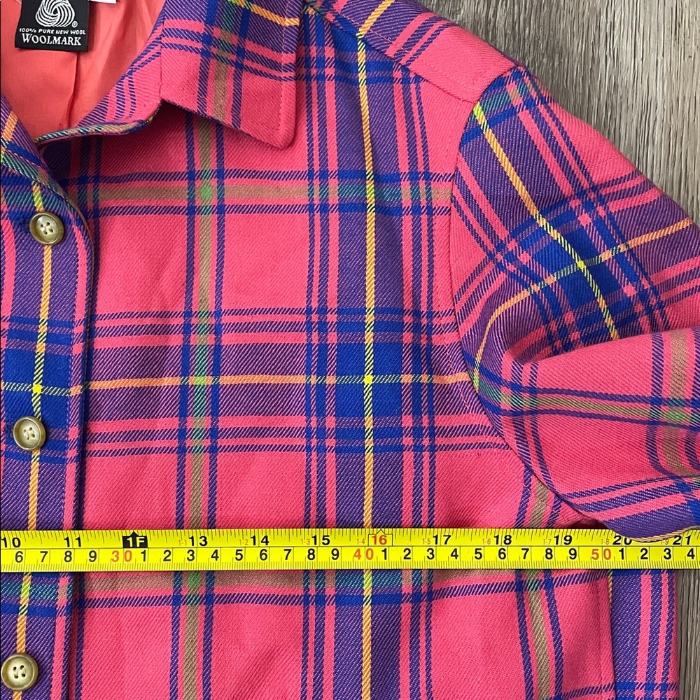 Isaac Mizrahi 90s Vintage Clueless Pink Plaid Wool Jacket Womens Size Medium Y2K - Picture 11 of 13